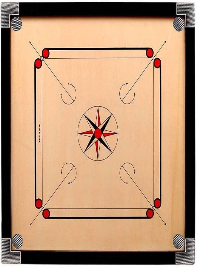 GOLS Shiny Gloss Finish Small Size 20 Inches Round Pocket Carrom Board with Coins, Striker, and Powder for Kids and Children (Recommended for Below 7 Year Child) - Natural - Image 1